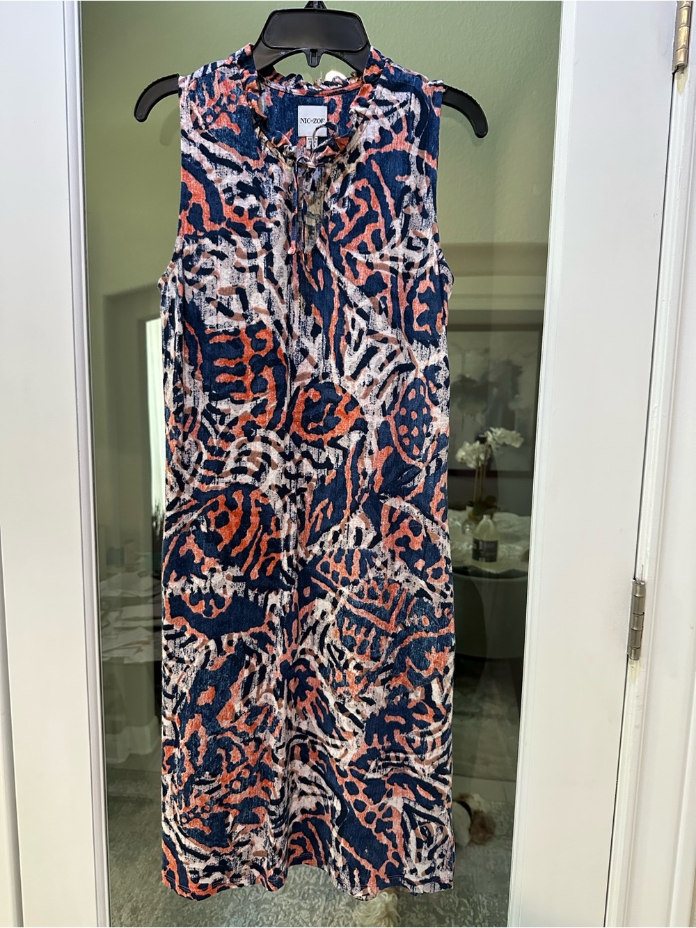 NIC+ZOE Navy, Coral & Cream Tie-Neck with Pockets